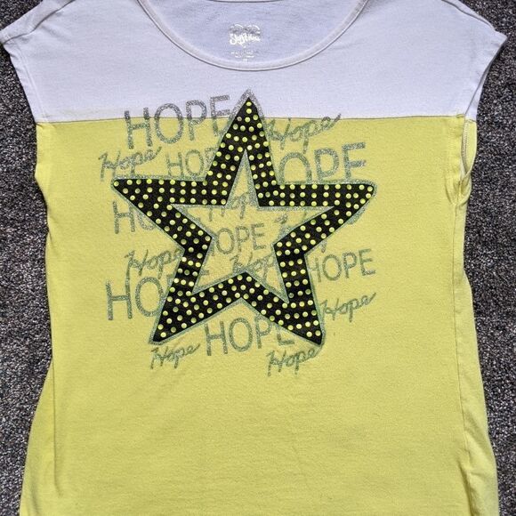 JUSTICE Yellow Star shirt Hope Size 16 - Picture 1 of 5